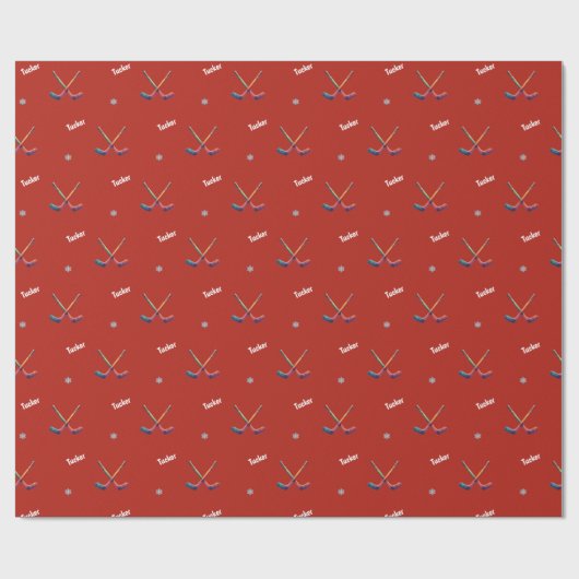 Custom Name Hockey Wrapping Paper ラッピングペーパー (フラット)