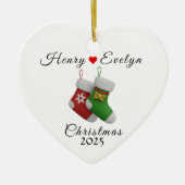 Custom Name Holiday Gift for Couples |  セラミックオーナメント (正面)
