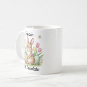 Custom Name Hot Chocolate Preppy Easter Bunny コーヒーマグカップ (正面左)