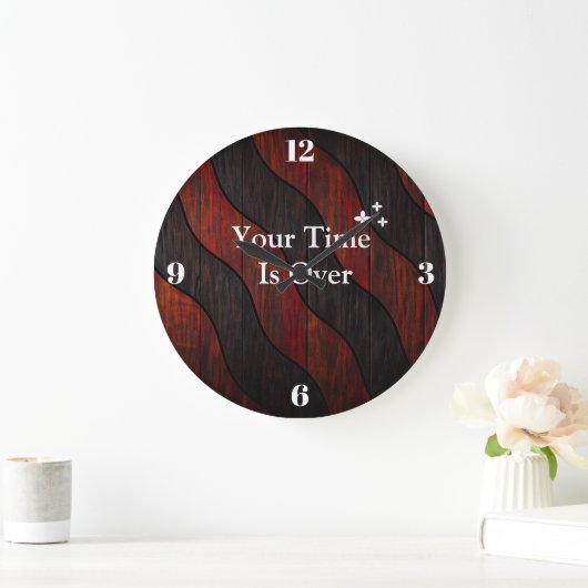 Custom Name in Wood Texture Wall Clock ラージ壁時計 (ホーム)