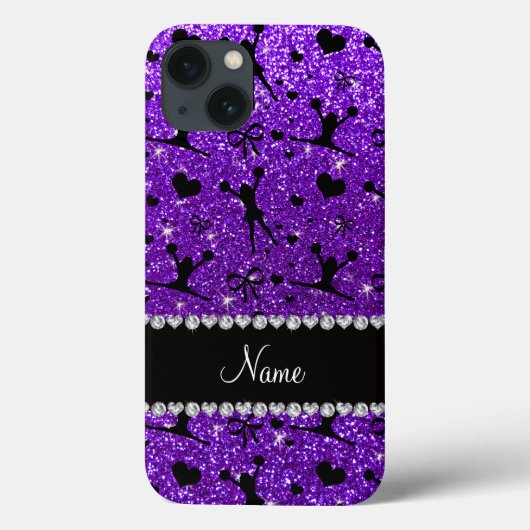 Custom name indigo purple glitter cheerleading Case-Mate iPhoneケース (裏面)