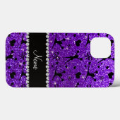 Custom name indigo purple glitter cheerleading Case-Mate iPhoneケース (裏面 (横))