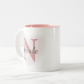 Custom Name &Initial Elegant Dusty Rose Pink Mug   ツートーンマグカップ (正面左)