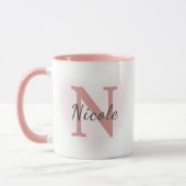 Custom Name &Initial Elegant Dusty Rose Pink Mug   マグカップ (左)
