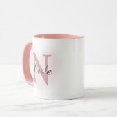 Custom Name &Initial Elegant Dusty Rose Pink Mug   マグカップ (正面左)