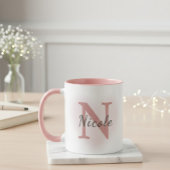 Custom Name &Initial Elegant Dusty Rose Pink Mug   マグカップ