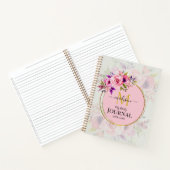 Custom Name & Initial Pink Watercolor Floral ノートブック (内部)