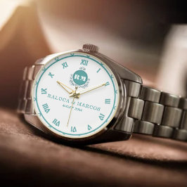 Custom Name & Initials Vintage Style Couple’s  腕時計