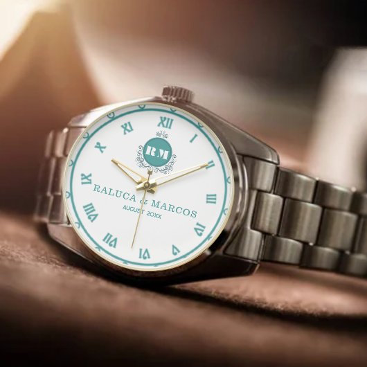 Custom Name & Initials Vintage Style Couple’s  腕時計