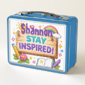 Custom Name Inspirational Quote Unisex メタルランチボックス (裏面)