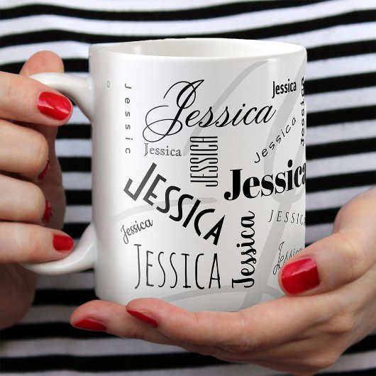Custom Name Jessica Black White Coffee Mug コーヒーマグカップ