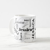 Custom Name Jessica Black White Coffee Mug コーヒーマグカップ (正面左)