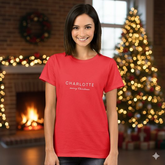 Custom Name Joyful Merry Christmas Women Tシャツ