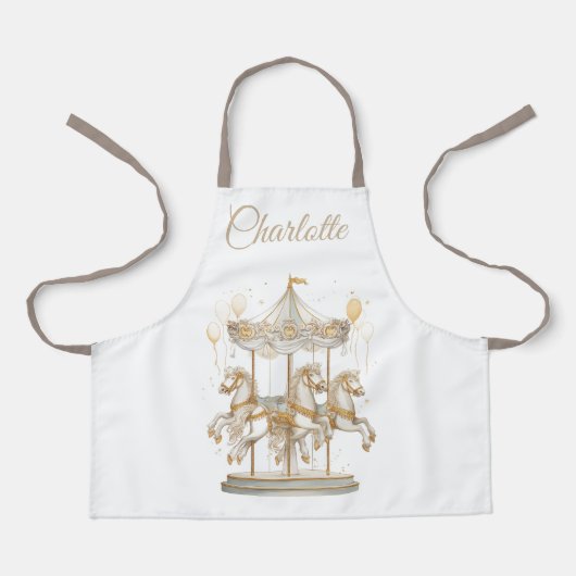 Custom Name Kids Apron | Carousel Magic エプロン (正面)