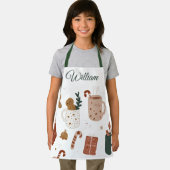 Custom Name Kids Apron Gingerbread & Holiday Cheer エプロン (インサイチュ)