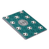 Custom Name Kids Soccer Ball Blue ノートブック (右側)