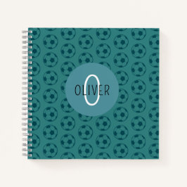 Custom Name Kids Soccer Ball Blue Boys School ノートブック