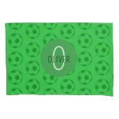 Custom Name Kids Soccer Ball Green 枕カバー (正面)