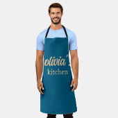 Custom Name Kitchen Apron – Personalized Cooking  エプロン (着用した状態)