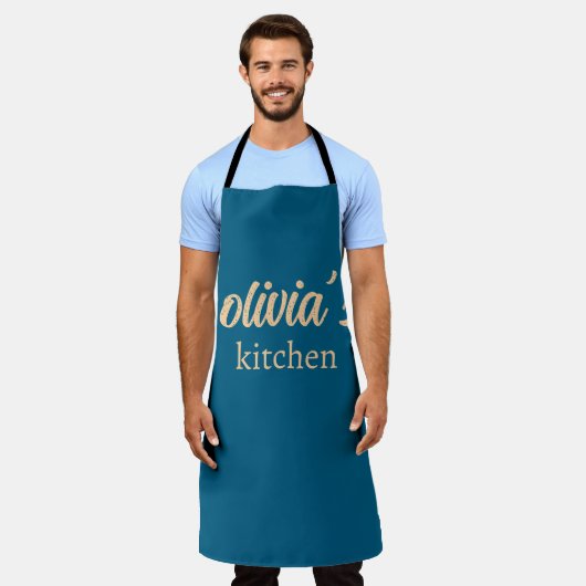 Custom Name Kitchen Apron – Personalized Cooking  エプロン (着用した状態)