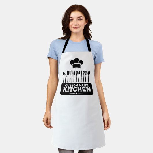 Custom Name Kitchen Chef Design Apron エプロン (着用した状態)