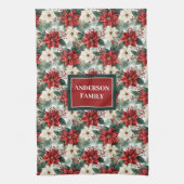 Custom Name Kitchen Towel Chic Christmas Wreath キッチンタオル (縦)
