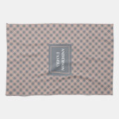 Custom Name Kitchen Towel Pastel Plaid Accent キッチンタオル (横)
