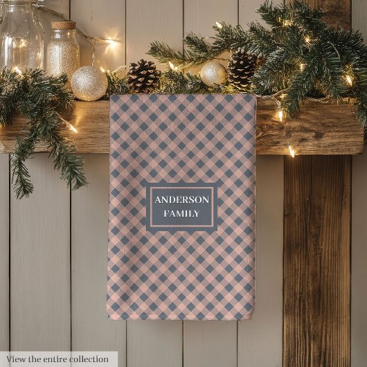Custom Name Kitchen Towel Pastel Plaid Accent キッチンタオル