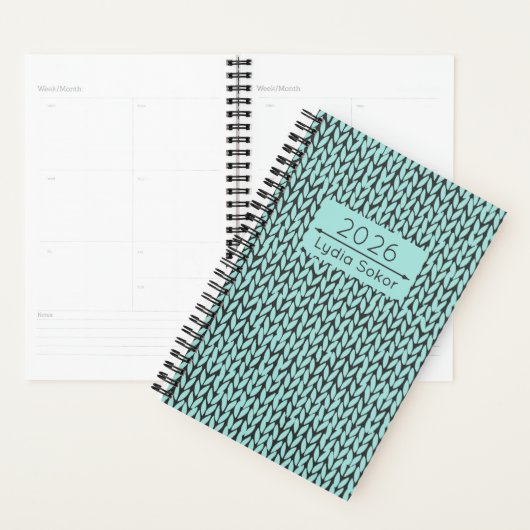 Custom Name Knit Turquoise Planner プランナー手帳 (ディスプレー)