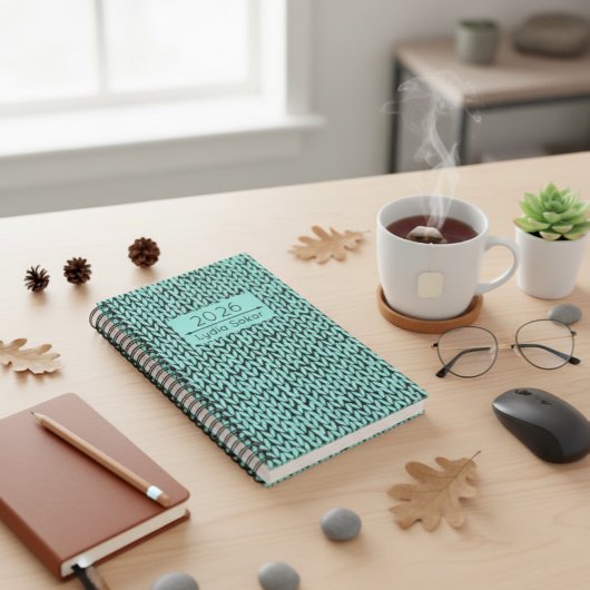 Custom Name Knit Turquoise Planner プランナー手帳