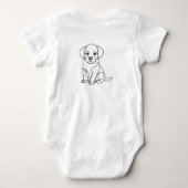 Custom Name Labrador Puppy Minimalist Line Art Bab ベビーボディスーツ (裏面)