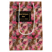 Custom name leopard skin watercolor gift pack ミディアムペーパーバッグ (裏面)
