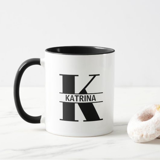 Custom Name Letter 'K' Mug マグカップ (ドーナツ)