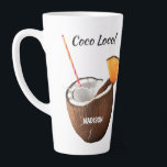 Custom Name & Location Coco Loco カフェラテマグ<br><div class="desc">Change the text fields as you wish. Using the editing tool,  you can also change the fonts and their sizes and colors as you wish. See my store for more custom tropical items.</div>