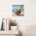 Custom Name & Location Coco Loco スクエア壁時計<br><div class="desc">Change the text fields as you wish. Using the editing tool, you can also change the fonts and their sizes and colors as you wish. See my store for more custom tropical items.</div>