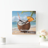 Custom Name & Location Coco Loco スクエア壁時計 (ホーム)