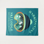 Custom Name & Location Ski Mask タペストリー (正面(横))