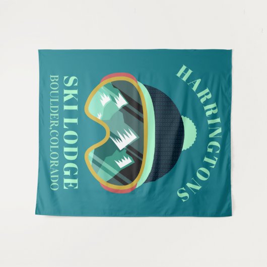 Custom Name & Location Ski Mask タペストリー (正面(横))