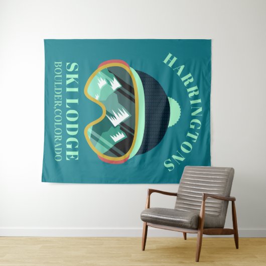 Custom Name & Location Ski Mask タペストリー (インサイチュ(横))