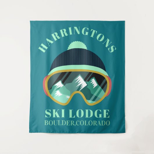 Custom Name & Location Ski Mask タペストリー (正面)