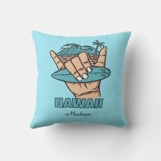 Custom Name & Location Surf Shaka クッション (裏面)