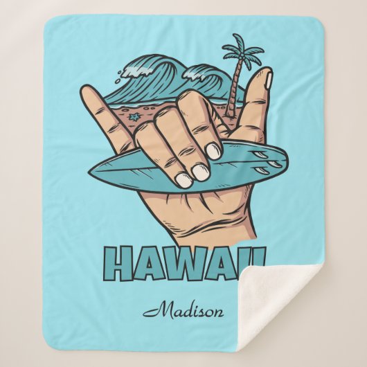 Custom Name & Location Surf Shaka シェルパブランケット (正面)