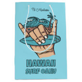 Custom Name & Location Surf Shaka ミディアムペーパーバッグ (正面)