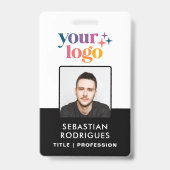 Custom Name Logo Photo Barcode Employee ID Badge バッジ (正面)