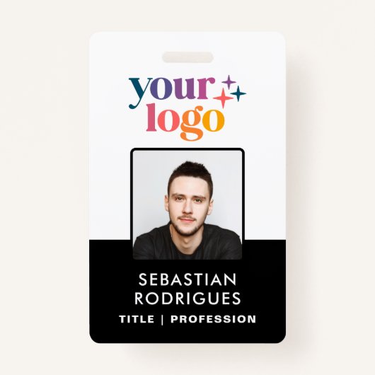 Custom Name Logo Photo Barcode Employee ID Badge バッジ (正面)