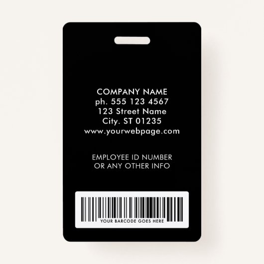 Custom Name Logo Photo Barcode Employee ID Badge バッジ (裏面)
