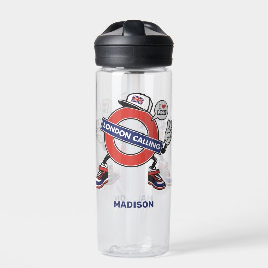 Custom Name London Calling ウォーターボトル (正面)