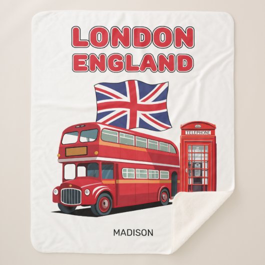 Custom Name London England シェルパブランケット (正面)