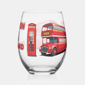 Custom Name London England ステムなしワイングラス (裏面)