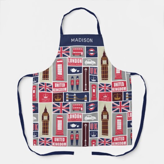 Custom Name London UK Icons エプロン (正面)